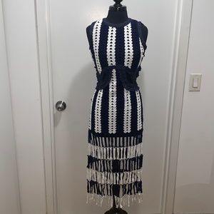 Knit Hollow Out Tassel Dress with Cut Outs